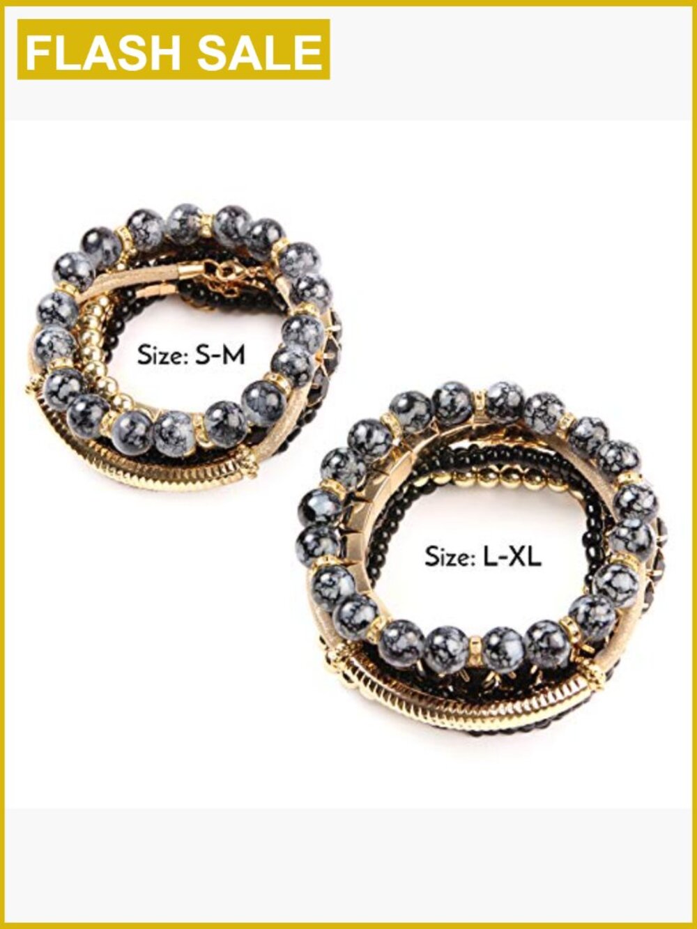 Stretch Beaded Stackable Bracelets Set - Layering Bangles - Picture 5 of 7